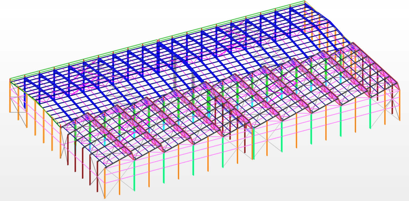 Bâtiment industriel de stockage – Une charpente métallique de 335 tonnes pour une toiture mixte