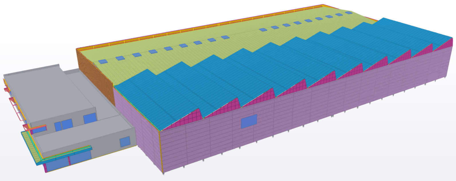 Bâtiment industriel de stockage – Une charpente métallique de 335 tonnes pour une toiture mixte 2